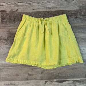 J.Crew Yellow Green Linen Blend Mini Skirt Elastic Waist Casual Summer 8